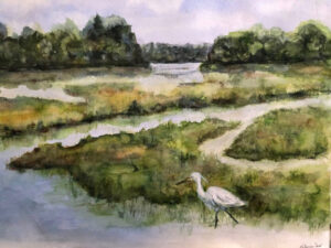 Katherine Fast Egret in Spring Marsh