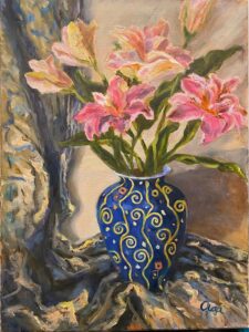 Olga Konstantinova Lilies in the Blue Vase