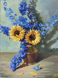 Anna Papok Delphinium and Sunflowers