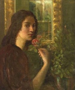 Charles Avery Aiken, "Girl With a Rose", Oil