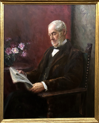 Mary Brewster Hazelton, Portrait of Horatio Hollis Hunnewell, currently hangs at the Wellesley Free Library.